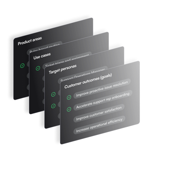 Customer context cards display each customer's strategic priorities
